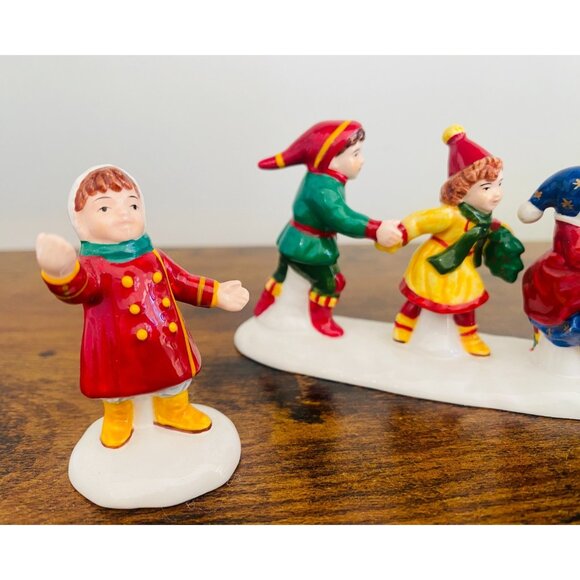 Department 56 Snow Village Snowman Leading Kids Down The Street Set of 3 - Picture 6 of 6